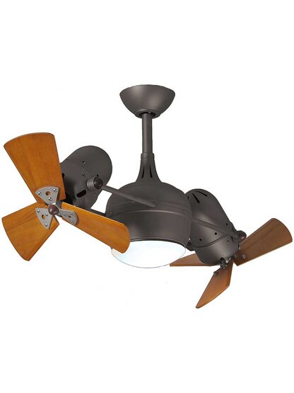 Dagny Ceiling Fan with Wood Blades and Light Kit in Textured Bronze.